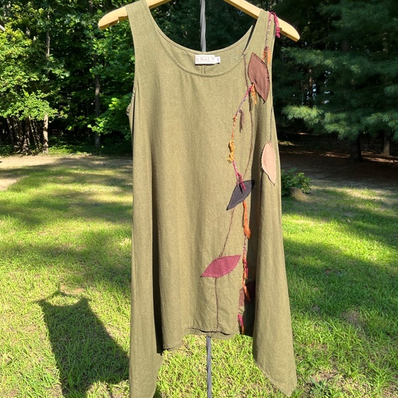 Y2K Raw Silk Fairy Core Dress Green - Picture 11 of 11